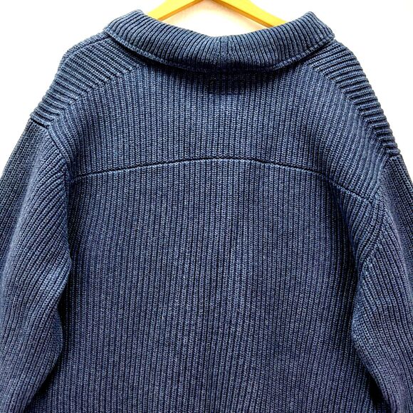 Duluth Trading Military Sweater Men 2XL Blue Wool Blend Heavyweight Shawl Collar - Picture 10 of 13